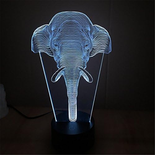 Funplaza 3D Glow LED Art Sculpture Optical Illusion Desk Night Lamp, Elephant