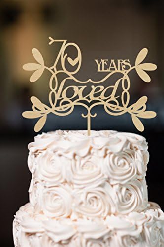 CiCiDi Cake Toppers Wooden 70 Years Loved Birthday Engagement Wedding Party Cake Decorating