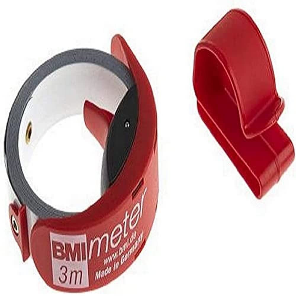 BMI 429341021 Measuring Tape with Stop/Belt Clip, Red/White, 3 m x 16 mm
