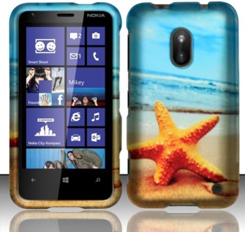 3-in-1 Bundle For Nokia Lumia 620 - Hard Case Snap-on Cover (Starfish)+ICE-CLEAR(TM) Screen Protector Shield(Ultra Clear)+Touch Screen Stylus