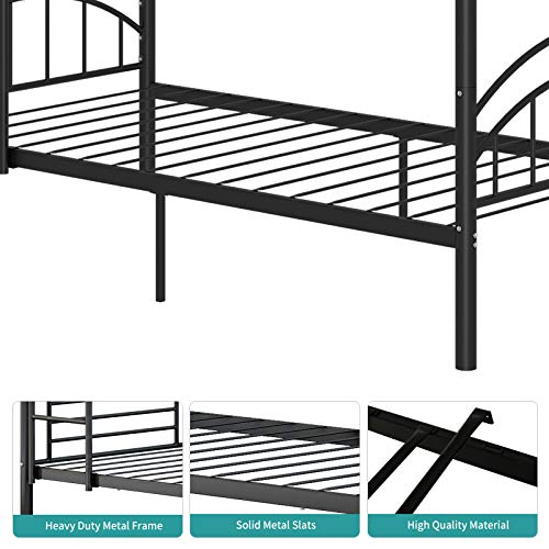 mecor Twin Over Twin Metal Convertible Bunk Bed Sturdy Metal Frame