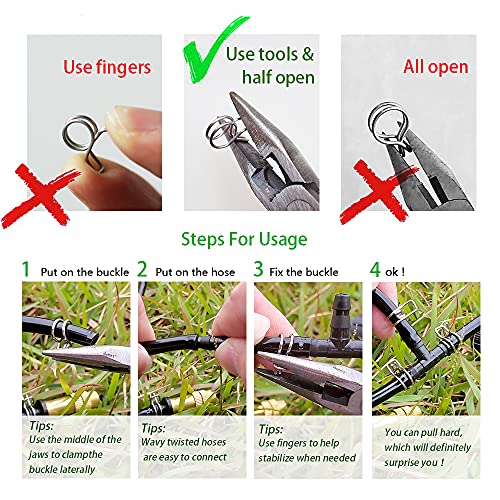 heeqinn 1/4" Irrigation Hose Clamp, Firm and LeakProof, Easy to