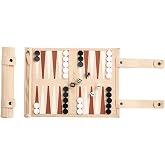 McGregri Travel Backgammon Set Roll-Up Leather Board Game (Cream) | Portable Roll-Up Backgammon Game with Leather Board, Travel Set, Multiple Colors Available
