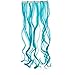 SWACC 7 Pcs Full Head Party Highlights Clip on in Hair Extensions Colored Hair Streak Synthetic Hairpieces (20-Inch Curly, Teal Blue)
