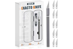 AHVIESLI Exacto Knife Set, 12 Pcs Precision Craft Knife Kit with Aluminum Handle (Preloaded Blade), 10 Sharp #11 Hobby Knife Blades, Storage Case – for Paper, Foam, Plastic, Leather, Wood
