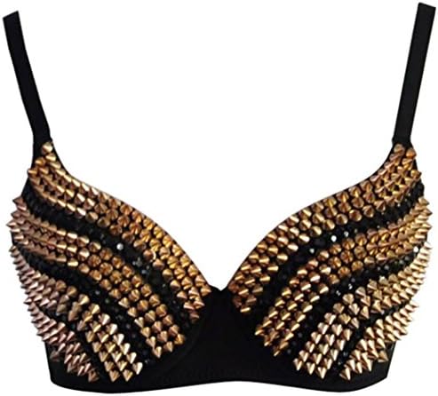 Jewlryfinds Fashion Lady Rock Spike Stud Rivet Rhinestone Prom Club Sport Bras