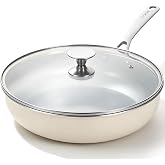 Coicur Pan and Pot Set with Stainless Steel Handle | Non Toxic Pot Design for Home Kitchen &amp; Camping &amp; Rvs, Oven &amp; Dishwasher Safe, Cream White