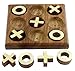 SKAVIJ Wooden Handmade Travel Tic Tac Toe Board Game Brass Inlay Coins for New Year Gifts (Brown)