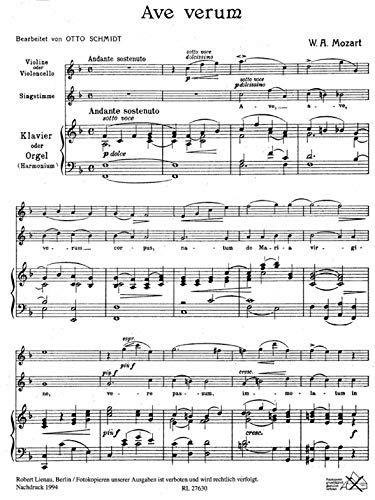 Wa Mozart Ave Verum Soprano Para Violín Voz Piano