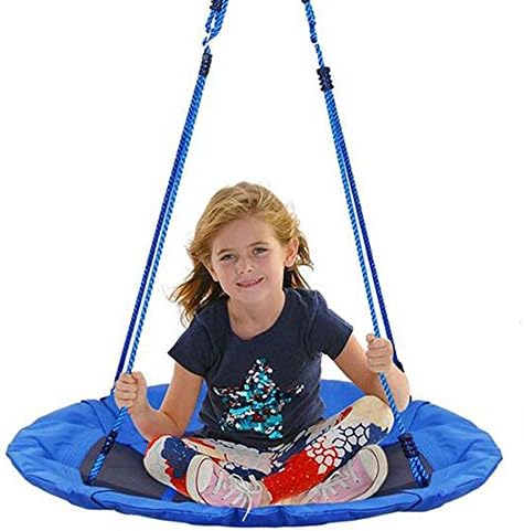 MINGWANG 40'' Round Saucer Swing- Kids 900D Oxford fabric-440lb Large Capacity Outdoor Web Tree Swings Adjustable Ropes-Easy to Install-Playground Play Toys