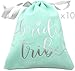 10pc Bride Tribe Drawstring Bags w/ Satin Ribbon, 7x5” - Cotton Pouch for Bridesmaids, Bachelorette, Bridal Party, Bridal Shower, Wedding Favor, Survival Kit, Hangover Kit (7x5 Inch (Pack of 10), Mint