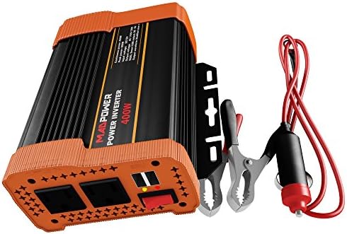 Car Power Inverter 400W - Dual Fast USB Smart Charging Ports 4.8A + Built-in Smart Fan + 2 Outlets Auto Converter DC 12V to AC 110V - Fast Charger for iPhone, Laptop, etc. Peak Power 800 Watt