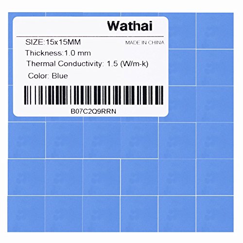 Wathai 36pcs 15x15x1.0mm Thermal Conductive Silicone Pad High Performance Thermal Double Side Tapes Cooling Pad