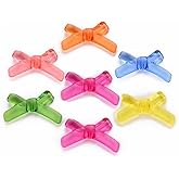 Ornazy 400 pcs Random Clear Acrylic Bow Beads Transparent Colorful Bowknot Loose Spacer Beads for DIY Rainbow Necklace Bracelet Jewelry Making
