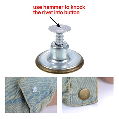 image for Shappy 50 Sets Metal Jeans Buttons Denim Replacement Buttons Tack Snap