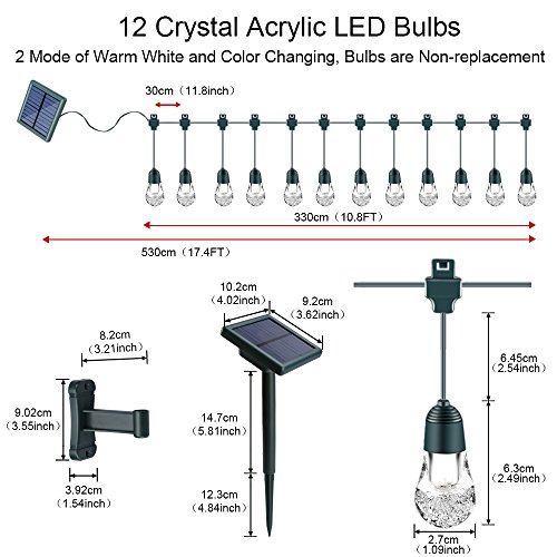 [- Solar Lichterkette,YWTESCH Led Lichterkette mit Led Kugel 5.3m 12LEDs Wasserdicht Beleuchtung mi