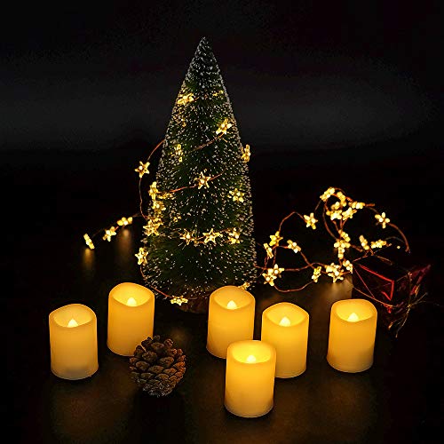 DRomance Flickering Flameless Votive Candles Bulk with Remote, Battery Operated LED Tealights Candles(Battery Included), Set of 6 Plastic Warm Light Christmas Home Decoration(Ivory, 1.5 x 2 Inch) - Thumbnail 3