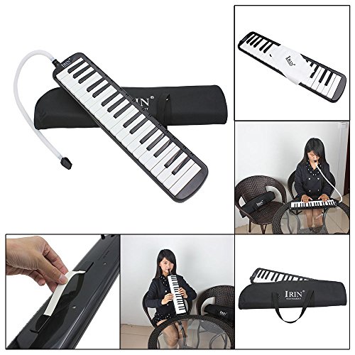 Mowind 37 Piano Keys Melodica Musical Instrument for Music Lovers Beginners Gift with Carrying Bag (Black)