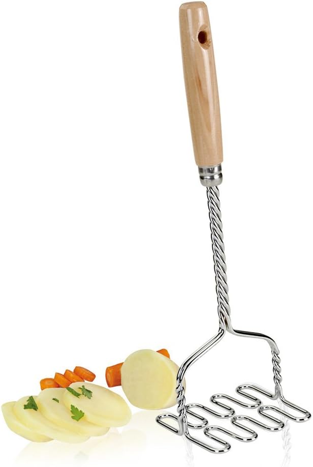 Metaltex 195100010 Kartoffelstampfer mit Holzgriff verchromt