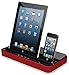 ipega Techno S 2 IN 1 CHARGER SPEAKER DUAL DOCK STATION FOR iPhone 7 7Plus, 6s, 6, 6 Plus, 5s, 5c, 5, 4s, 4 iPad Air/iPad Air2, iPad2,3,4, iPadmini & SMARTPHONES AND TABLETS, iPOD, GALAXY,(Red)