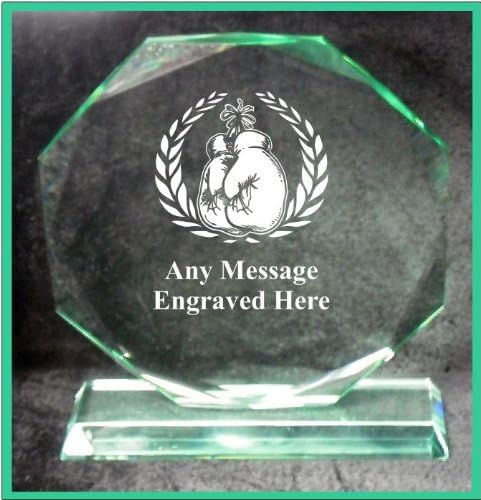 GLASS BOXING 10CM OCTAGON AWARD TROPHY GA1041 ENGRAVED PERSONALISED