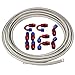 Vincos 20Ft 8AN AN8 Stainless Steel Braided Oil Gas Fuel Line Hose + 10pcs 8AN Hose Fitting Kit Blue+Red