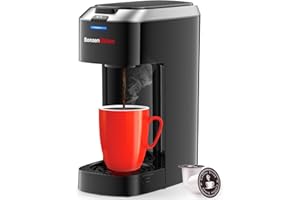 Bonsenkitchen Single Serve Coffee Maker K Cup Pod with 6-14oz Brew Size- 3 Min Fast Brewing Machine with Strength Control, BPA-free Materials, Fits 6.6" Travel Mugs, Silver, Upgrade