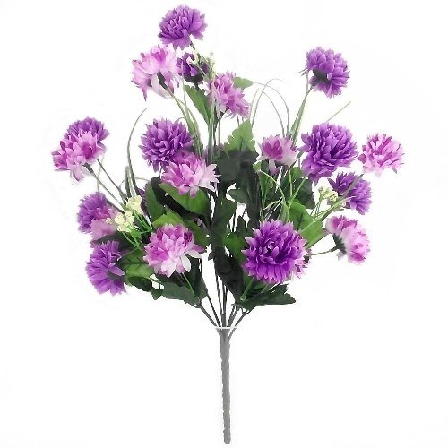 A1-Homes Gorgeous Artificial Silk Purple & Cream Mini Chrysanthemum / Mum bush with Leaves ca 35 flower heads - grave home spring flowers