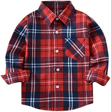 Little Kids Plaid Top, TRENDINAO Boys Girls Long Sleeve Checks T-Shirt Clothes