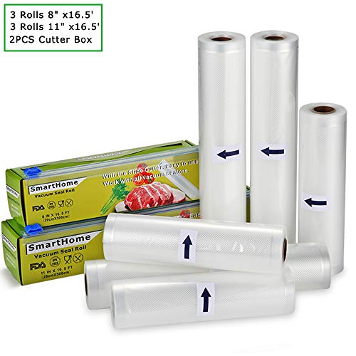 KitchenBoss Vacuum Sealer Rolls with Cutter Box 6 Pack 3 Rolls 8" x16.5' and 3 Rolls 11" x16.5' Food Storage Bags Rolls Commercial Grade Bag for Food Saver and Sous Vide - Thumbnail 5