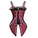 Miss Moly Steampunk Overbust Boned Corset Straps Striped Zipper Front Top Dark Red M