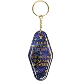 ASVP Shop "To the Stars Who Listen" Resin Wristlet Keychain - Inspirational Quote Key Ring Tag - Galaxy Key Fob with Gold Clip