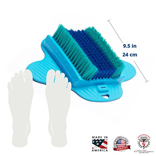The FootMate System Foot Brush Scrubber + Rejuvenating Gel - Blue - Made in The USA