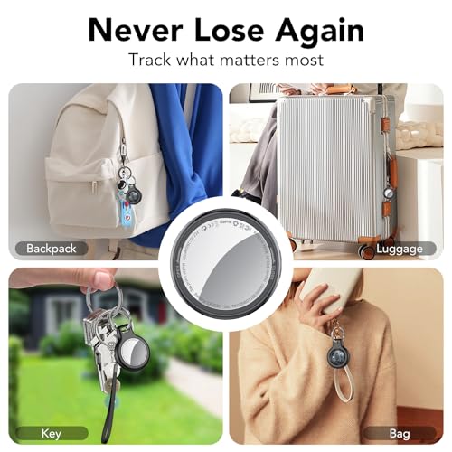 2026 New [Apple MFi Certified] Air Tracker Tags-4 Pack (iOS Only), Tukio Bluetooth Tracker for Apple Find My, Replaceable Battery, Key Finder and Item Locator Smart Tag for Keys, Bag, Luggage and More