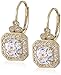 Amazon Collection Platinum or Gold-Plated Sterling Silver Infinite Elements Zirconia Asscher-Cut Antique Drop Earrings