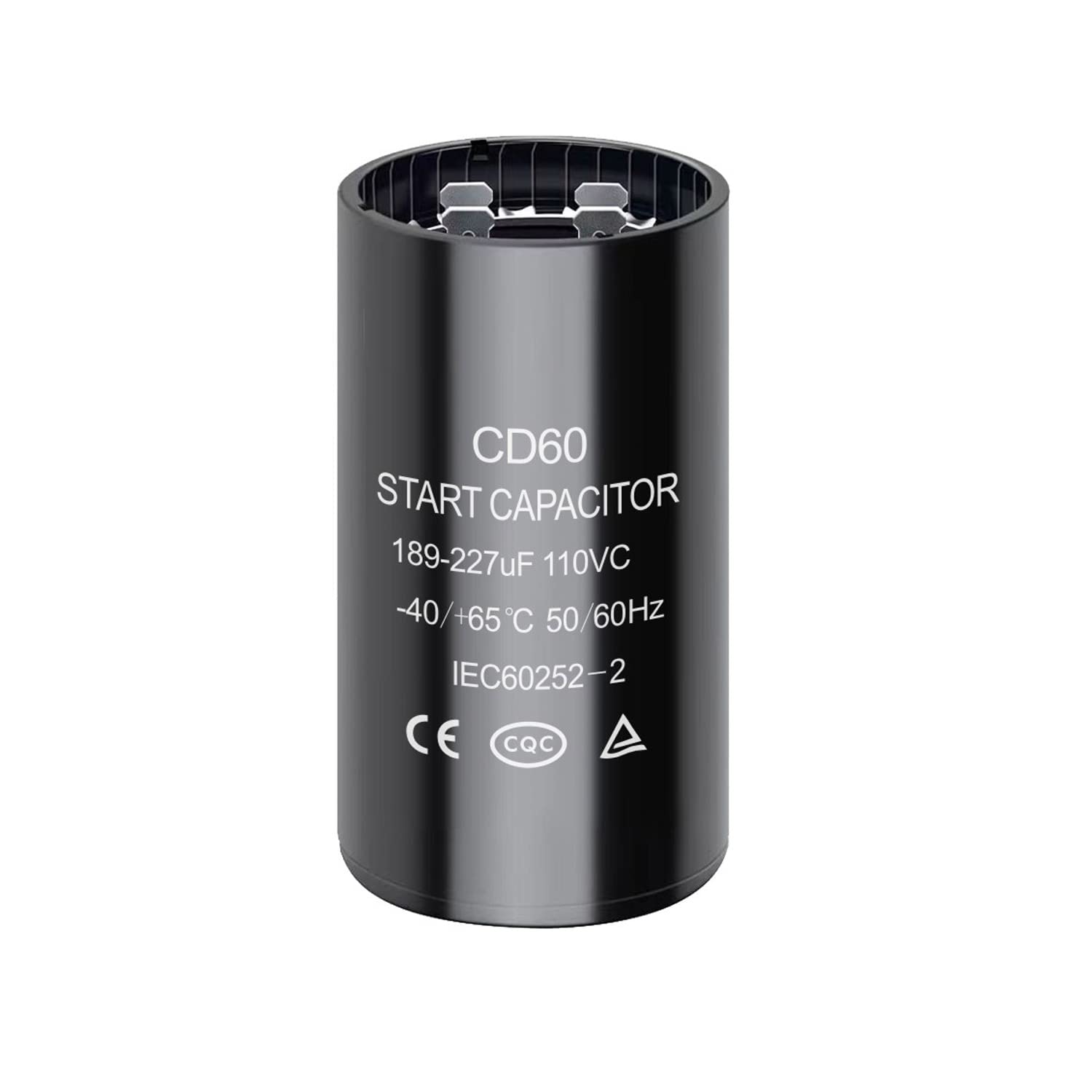 Photo 1 of 189-227 uf/MFD 110-125 VAC Round Start Capacitor ±20% 50/60 Hz CD60 Round Motor Well Pump Start Capacitor (189-227 uf/MFD)