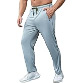 Men's Sweatpants Open Bottom Lightweight Athletic Running Joggers Gym Workout Pants with Zipper Pockets