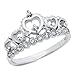 Metal Factory Sz 9 Sterling Silver Cubic Zirconia Princess Heart Crown Tiara CZ Band Ring