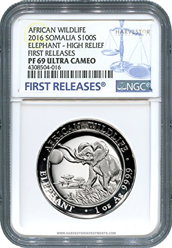 SO 2016 Somalia Elephant High Relief NGC PF69 FIRST RELEASES - ONLY 1000 MINTED PR-69