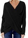 Choies Women's Stylish Criss Cross Wrap Front Loose Fit Baggy Sweater Jumper