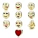 Choker Emoji Charms Bracelet Gold Plated With 10pcs Enamel Smiley Faces Beads, Lobster Clasp Snake Chain