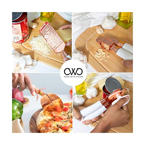 COOK With COLOR 7 Pc Kitchen Gadget Set Copper Coated Stainless Steel Utensils with Soft Touch