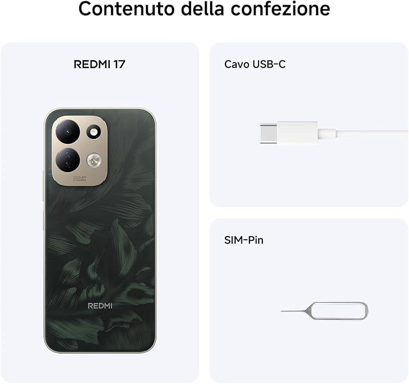 REDMI 17, Smartphone 4+128GB, Blu Profondo, Batteria 7500 mAh, Ricarica 45W