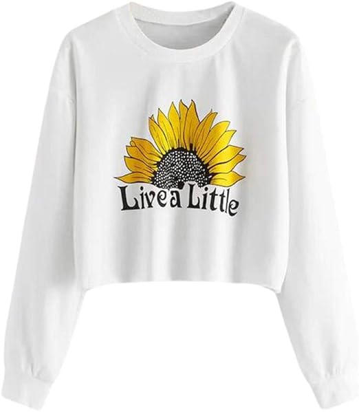 sunflower print crop hoodie