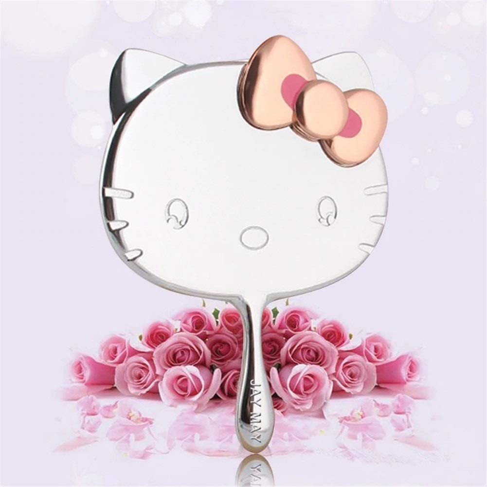 Hello Kitty Metal Mirror With Leather Bag Portable Makeup Mirror Handheld Vanity Mini Mirror 811CM (Color : A)