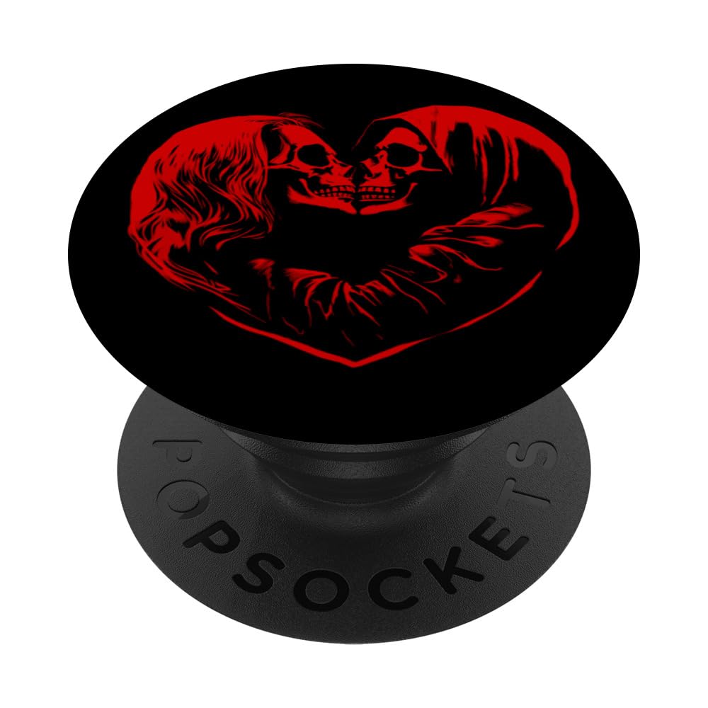 Skeleton Skulls Create Heart Shape Dark Romance PopSockets Swappable PopGrip