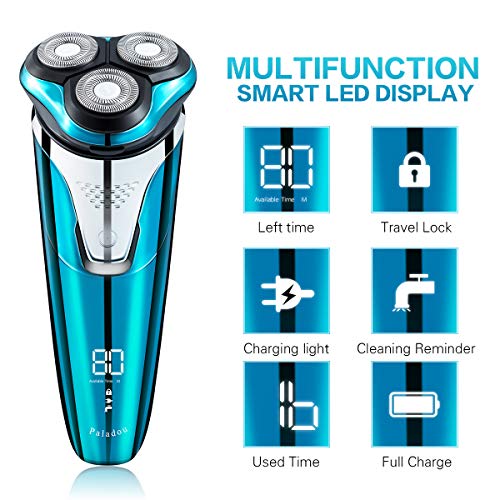 Paladou Electric Rotary Razor Shavers for Men, Portable USB Rechargeable Beard Trimmer with Travel Case Kit, Wireless Wet Dry Facial Mustache Cordless Waterproof Best Gift Set - Thumbnail 3