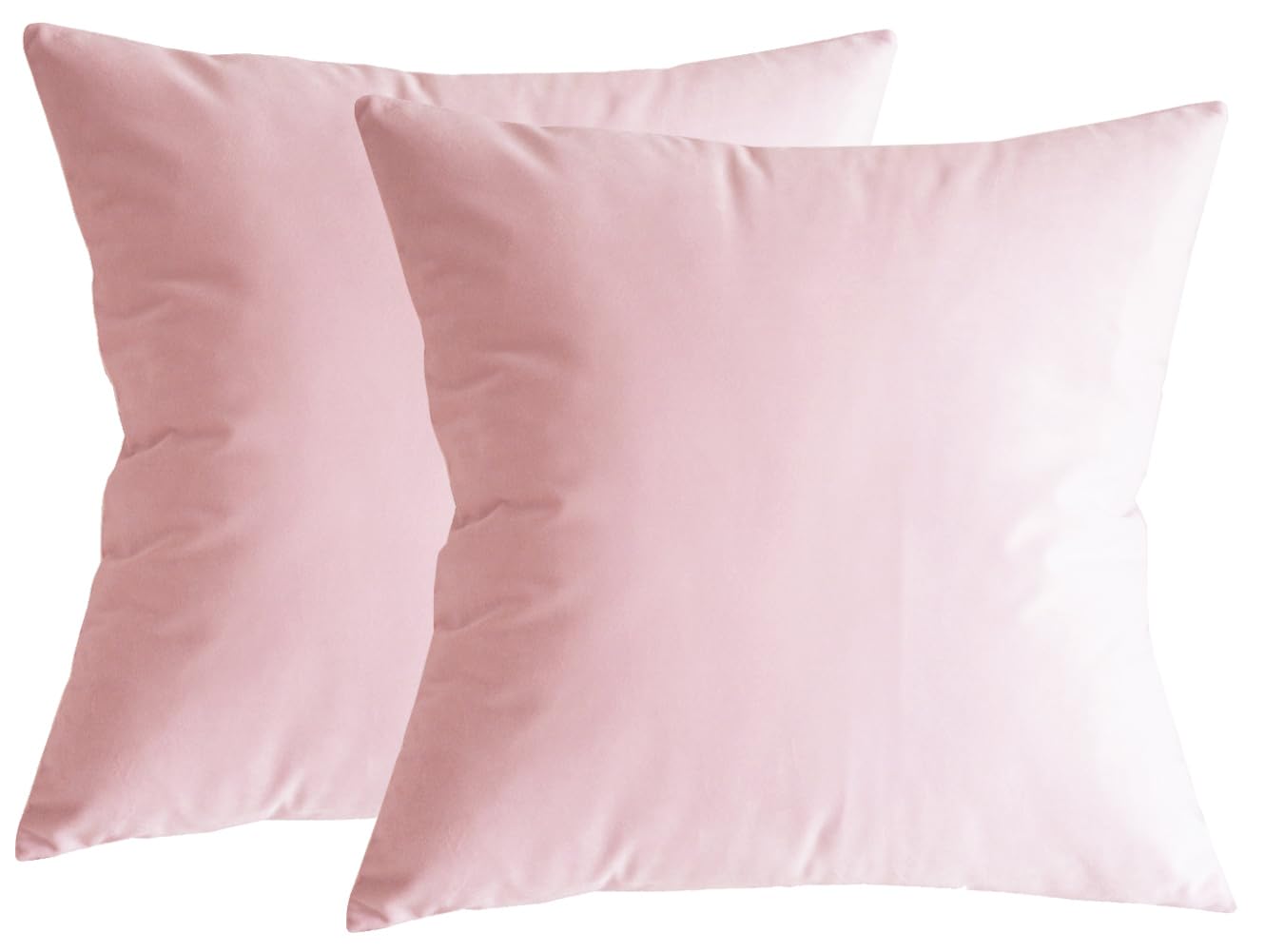 Lutanky Pale Pink Velvet Cushion covers 45 x 45 cm (Pack of 2) Soft Throw Pillow Cases Decorative Square Cushion Cover for Sofa Home Decor
