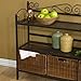 SEI Furniture Celtic Wrought Iron Storage Shelf with 3 Rattan Baskets, Gunmetal Gray