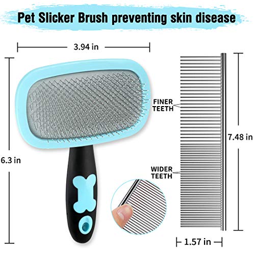 Dog Brush & Cat Brush-Dog Comb & Cat Comb, Shedding Grooming Tools - Professional Pet Grooming Brush for Small, Medium & Large Dogs and Cats, with Short to Long Hair